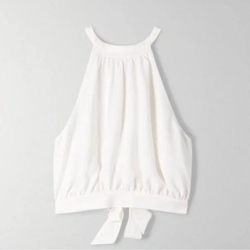 Aritzia Wilfred Patrice Cropped Halter Blouse in White Size XS